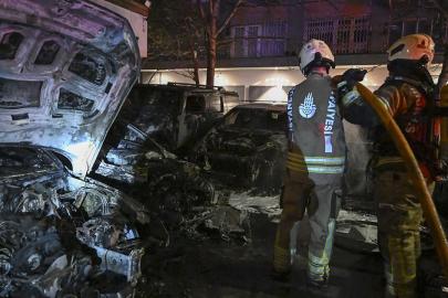 Bir araç yandı, 14 lüks araç kül oldu