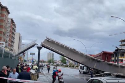 Ankarada damperi açık kamyon üst geçidi yıktı
